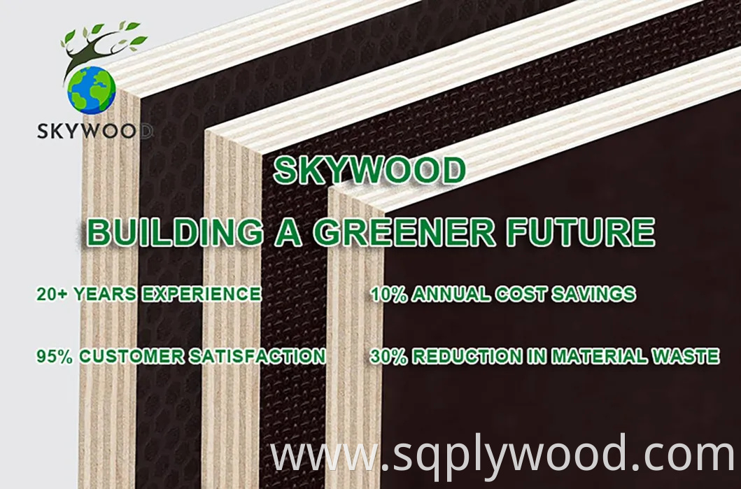 12/18mm E0 Black Brown Anti Slip Waterproof Glossy Laminated Basswood Mersawa Mahogany Eucalyptus Beech Birch Poplar Melamine Phenolic Film Faced Coated Plywood